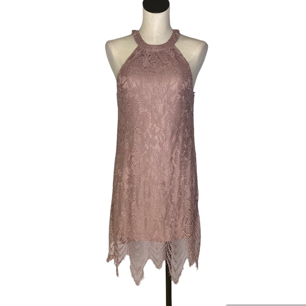 Miami lace dusty, rose, halter, dress, size extra small